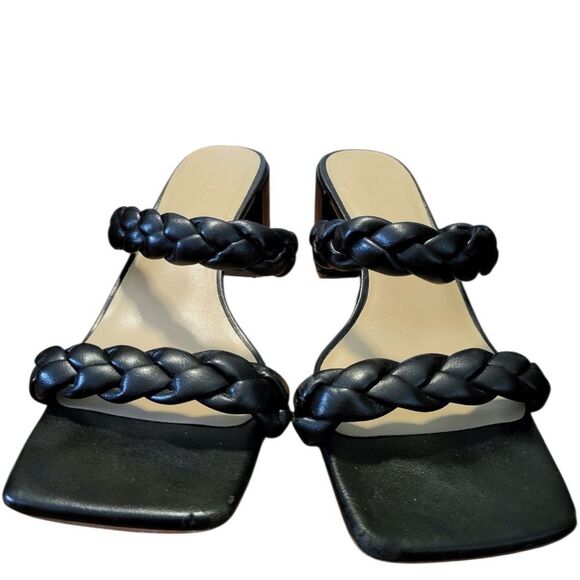 Torgeis New York Womens Square Toe Black Braid Slip On Block Heel, Size 11 - Picture 9 of 12